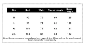Size chart for satin vintage dress with bust, waist, and length measurements in centimeters