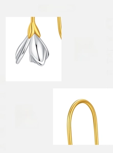 Macro detail of S925 sterling silver magnolia flower earring with polished mirror finish
