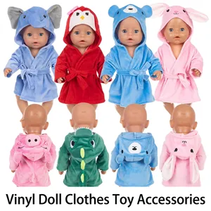 Plush animal-themed bathrobes in various styles for 18-inch American Girl dolls