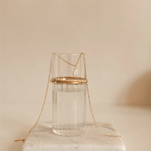 Minimalist 14K gold plated paperclip chain necklace with a single Baroque freshwater pearl