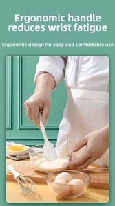 Ergonomic silicone spatula and whisk set with ivory white finish for easy kitchen baking