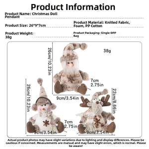 Detail of Christmas gnomes set with size 26x9x7cm and material specs in white background