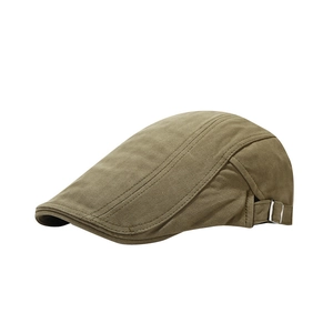 British vintage herringbone flat cap in olive green with side adjustable buckles