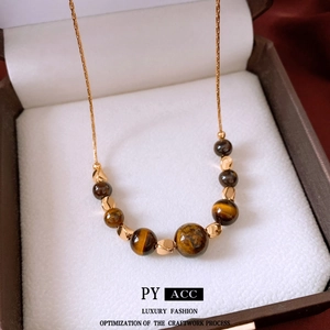 18k gold plated tiger eye necklace in luxury jewelry box with elegant bead arrangement