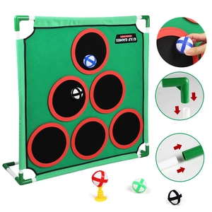 Jeu de golf de précision avec filet cible vert, balles velcro colorées et cadre en PVC