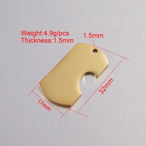 Golden mirror finish stainless steel heart-shaped charm with precise size measurements