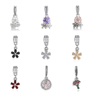 Flower Charm Pendant Alloy Enamel Rhinestone Tulip For DIY Bracelet Jewelry Making Accessory