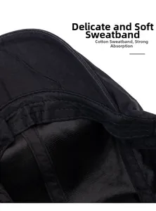 Detail of soft cotton sweatband inside black beret showing stitching and texture