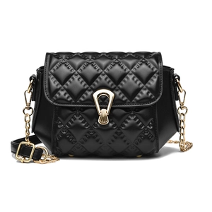Classic black quilted shoulder bag with gold chain strap and metal lock closure