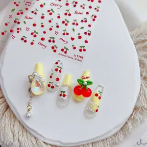 Autocollants À Ongles En Relief 3D Motif Cerise Zongzi Décalcomanies Auto Adhésives Pour Décoration De Manucure DIY Style Dessin Animé Mignon
