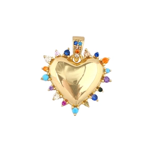 Exquisite gold-plated heart pendant with colorful crystals for DIY jewelry making