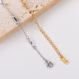Minimalist geometric water drop bracelet with extension chain in gold and silver finish