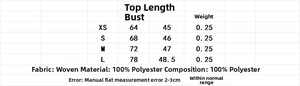 Tableau des tailles pour ce top bustier en velours rouge avec mesures et détails du tissu