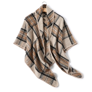 Women Winter Warm Imitation Cashmere Plaid Triangle Scarf Thick Oversized Wrap Shawl Classic Checked Pattern Fashion Neck Scarf