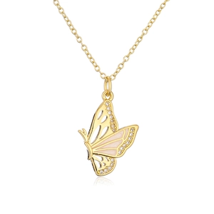 Elegant 18K gold plated butterfly necklace with sparkling zircon butterfly pendant