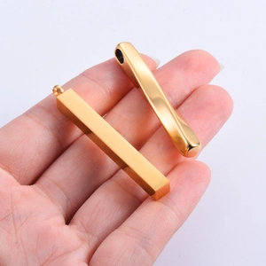 Polished gold stainless steel spiral bar and rectangle column pendants for DIY necklaces