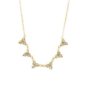 Elegante 18k vergoldete Edelstahlhalskette mit funkelnden Dreiecks Clustern aus Strasssteinen