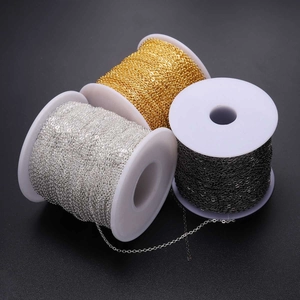 Rolls of gold silver and gun black plated metal O-chains for DIY jewelry making