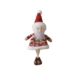 Classic knitted Santa Claus Christmas tree hanging ornament with long white beard