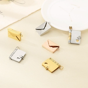 Creative stainless steel envelope and book locket pendants in gold, silver, and rose gold