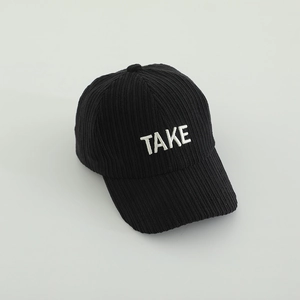 Casquette de baseball en velours côtelé noir avec broderie TAKE blanche pour enfants