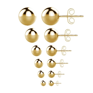 Lot de six paires de boucles d'oreilles boules dorées minimalistes en acier inoxydable 316L