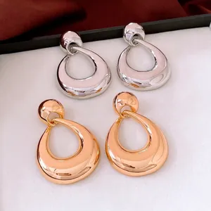 Teardrop Dangle Earrings Mirror Polish Geometric Retro Minimalist Alloy With Silver Earring Post For Women Fashion