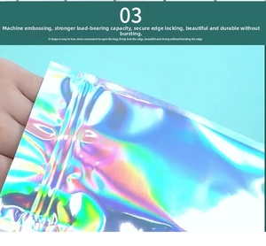 Close-up of holographic resealable bag showing reinforced edges and zipper seal detail