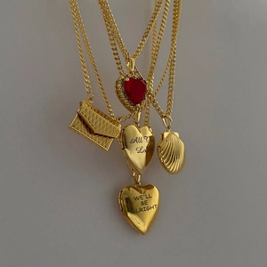 Vintage Medaillon Ketting Roestvrij Staal Echt Verguld Schelp Vlinder Zon Maan Foto Hanger Voor Dames