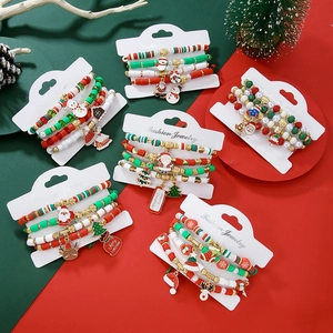 Bracelet de Noël multicouche fait main avec flocons de neige et breloques porte-bonheur