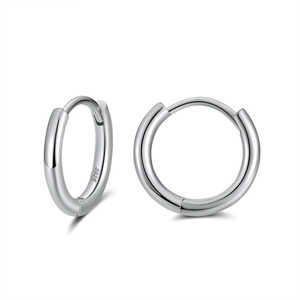 S925 sterling silver hoop earrings with polished finish for women and men
