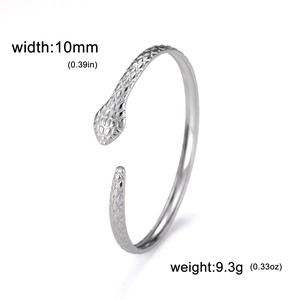 Adjustable silver snake scale pattern titanium steel cuff bracelet for women