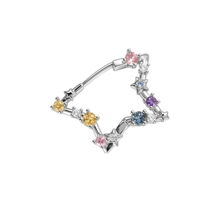 Silver star earrings with colorful cubic zirconia stones in a celestial constellation design