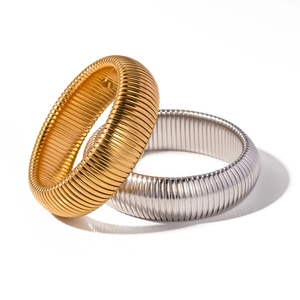 Elegant gold and silver elastic tubogas snake chain bracelets in stainless steel