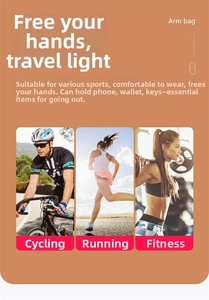 Detail showing multifunctional sports arm bag used for cycling, running, and fitness gym