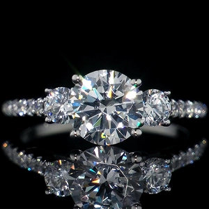Three Stone Ring Copper With Zircon Round Brilliant Cut Cubic Zirconia Wedding Engagement Elegant Jewelry For Women