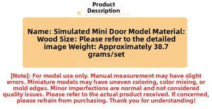 Detailed specifications of miniature wooden dollhouse door model with weight and material info