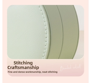 Detailed close-up showing the precise stitching and premium PU leather of the jewelry box