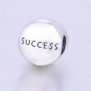 Cuenta de plata de ley 925 con grabado success para hacer joyas de pulsera DIY
