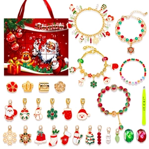 Christmas Advent Calendar DIY Bracelet Making Kit For Girls Kids Jewelry Set With Charms And Beads Alloy Enamel Xmas Gift