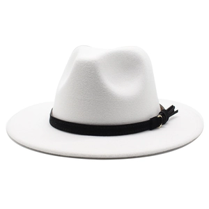 Cappello Fedora Classico In Cotone Poliestere Tesa Larga Jazz Con Cintura In Pelle Fibbia Per Uomini Donne Moda Retrò