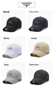 Multiple colors of breathable quick-dry mesh baseball caps with laser-cut side ventilation