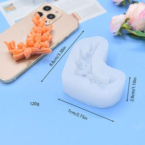 Silicone mold for flower lace edging with orange blossom resin handicraft display