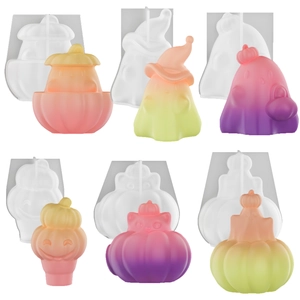 Halloween silicone molds set featuring pumpkin and ghost shapes for DIY resin and candles