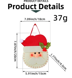 Detailed dimensions of Santa Claus non-woven gift bag with 20cm height and handle