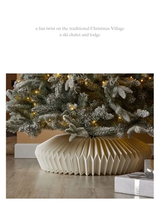 Modern white accordion pleated Christmas tree collar base for festive floor decoration
