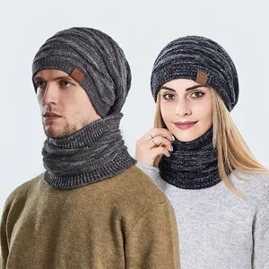 Winter Strickmütze Und Halswärmer Fleece Gefüttert Warm Winddicht Outdoor Gemischte Farbe Acryl Für Herren Damen