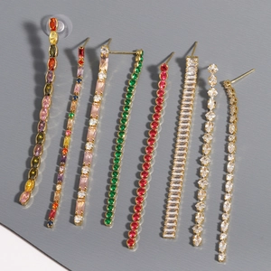 Elegant gold plated zircon tassel earrings in various colors for a sophisticated look