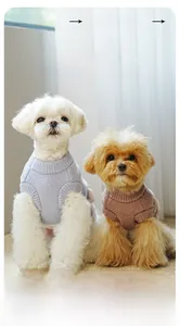 Detail view of dog sweater showing breathable soft knit fabric and elastic pullover design