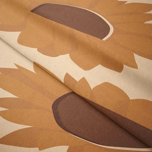 Detail von weichem Samt-Wandteppich mit Vintage-Sonnenblumenmuster und feiner Textur